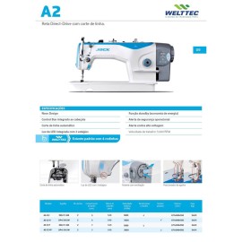 Máquina De Costura Industrial Reta Jack A2 Com Corte De Linha Automático E Motor Direct Drive