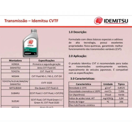 Óleo Sintético Idemitsu para Transmissão CVT F - 1 Litro